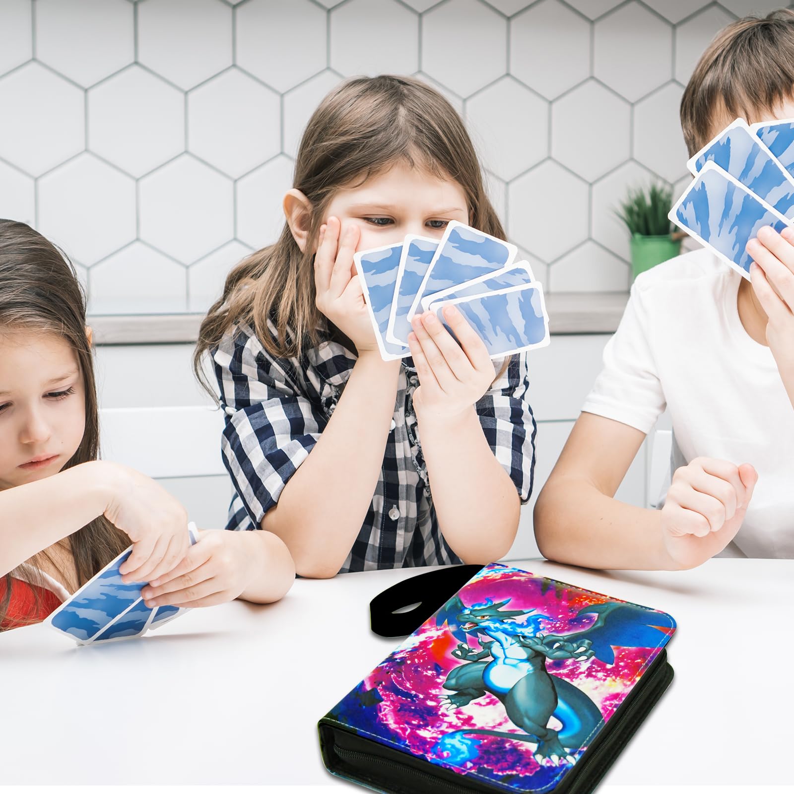 Premium Pokemon Card Binder Holder - 4 Pocket Pages with 50 Removable Sleeves, Fits 400 Trading Cards | TCG MTG Game Card Collector Album & Display Storage Case | Perfect for Card Showcases, Tournaments & Organized Play