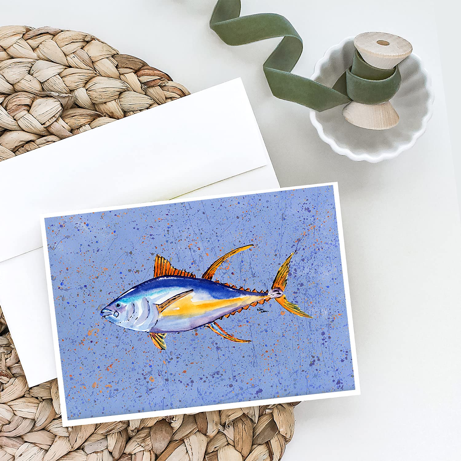 Whimsical Tuna Fish Greeting Cards - Pack of 8 Blank A7 (5x7) Note Cards with Envelopes | Perfect for Birthday Wishes, Thank You Notes & Casual Correspondence