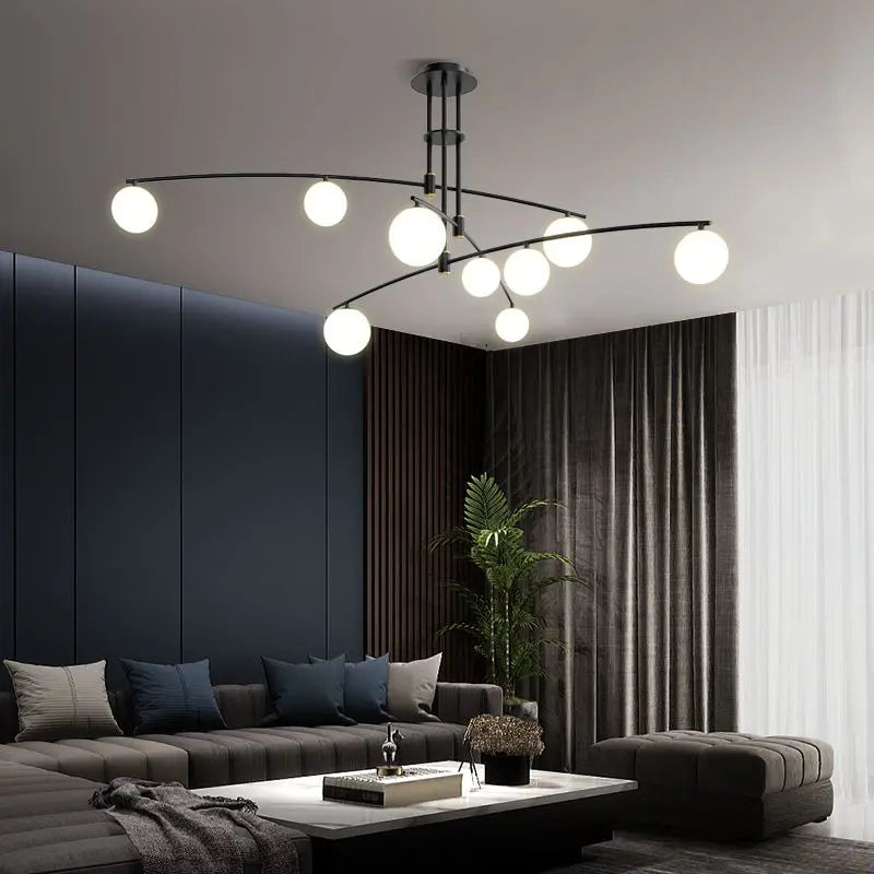 Sharon Contemporary Globe Chandelier - Modern Crystal Glass Ceiling Light Fixture for Dining Room, Living Room & Bedroom Decor