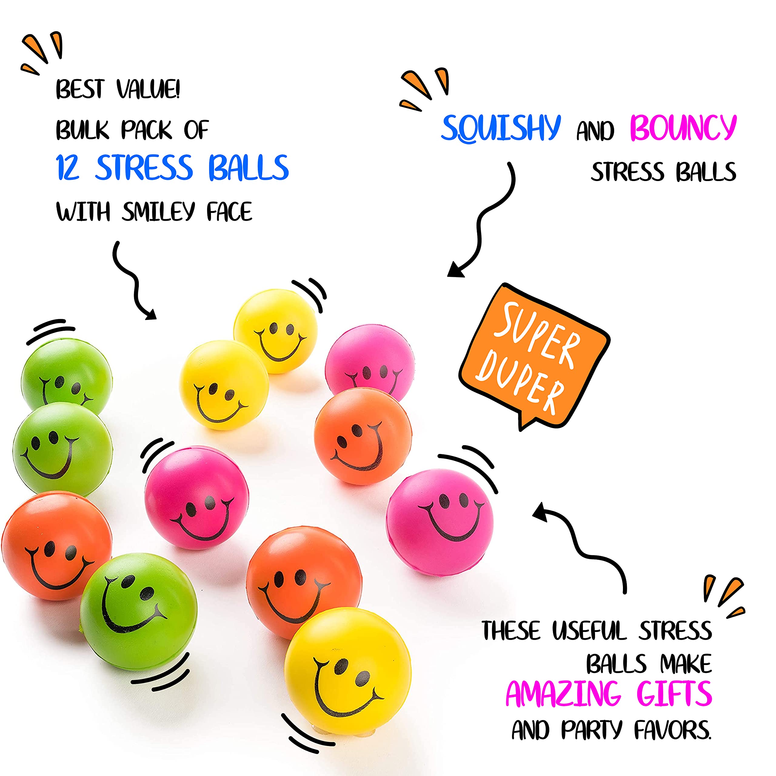 Neliblu Kids Party Favors - Wacky Tracks Snap & Click Fidget Toys for Sensory Play, Happy Face Squishies & Stress Relief Foam Balls - Perfect for Birthday Gifts, Classroom Rewards and Anxiety Relief