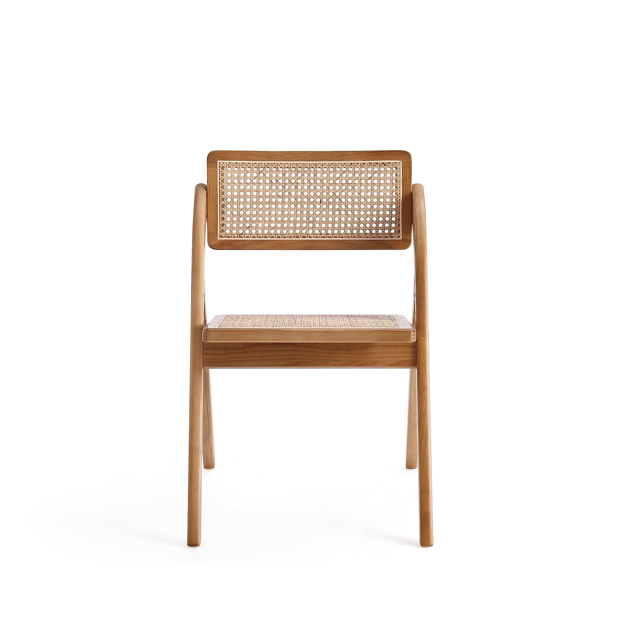 Manhattan Comfort Lambinet Folding Rattan Wicker Cane Side Chair - Set of 2 Natural Outdoor Dining Chairs for Patio, Restaurant, Bistro | Perfect for Garden, Poolside & Small Space Dining