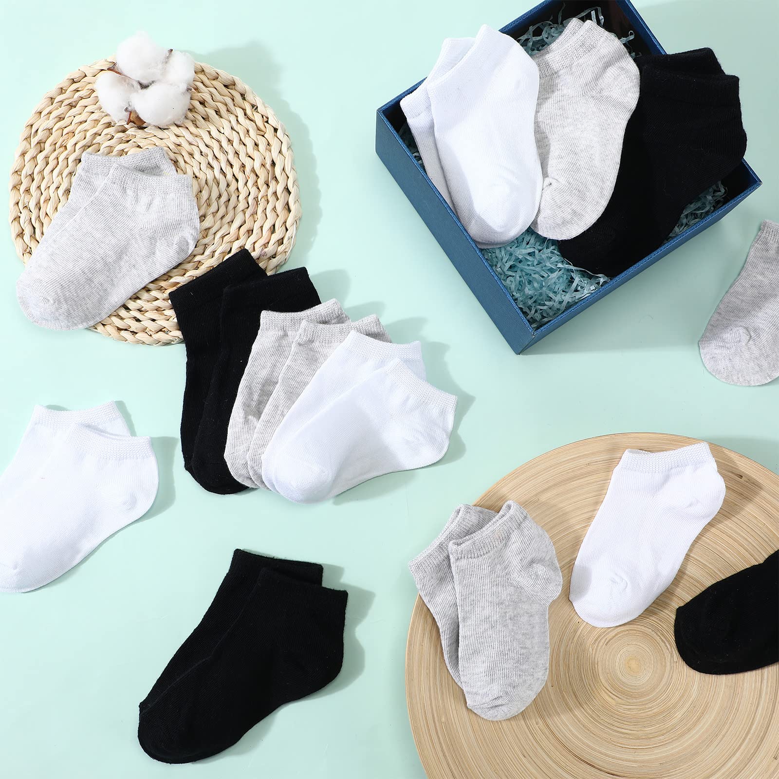Jexine 200 Pairs Toddler Low Cut Ankle Socks - Half Cushion Breathable Baby Socks for Boys & Girls 2-4 Years - Perfect for School, Playtime & Everyday Comfort