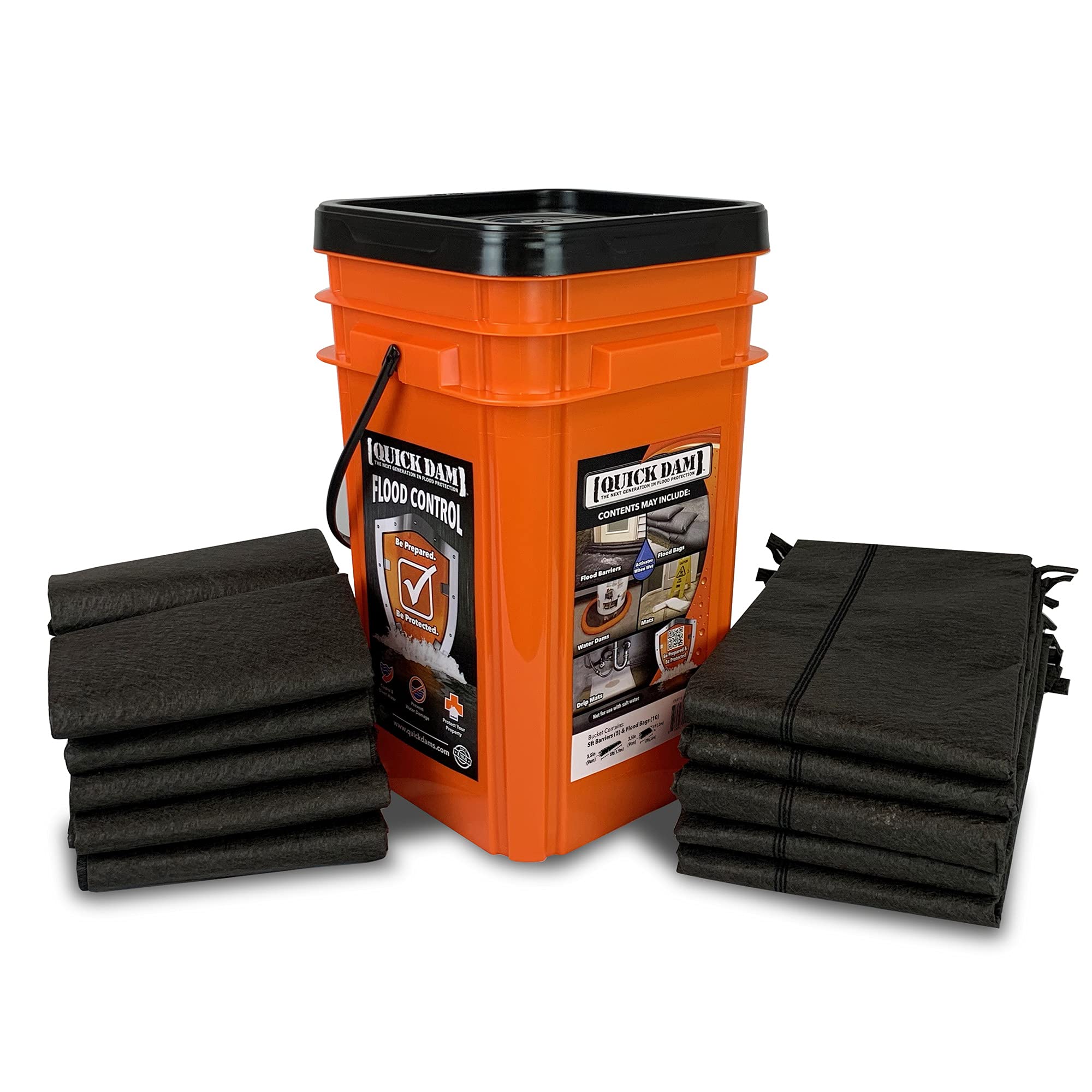 Quick Dam QDGGCO Water Activated Flood Bags & Barriers - Instant Flood Protection for Homes, Basements & Garages - Emergency Water Barrier for Storms & Heavy Rains