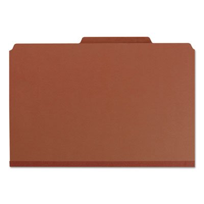 Self-Tab Pressboard Classification Folders - Legal Size, 4-Section, Red, 10 per Box (50 Total) - Perfect for Office, School, and Legal Document Organization