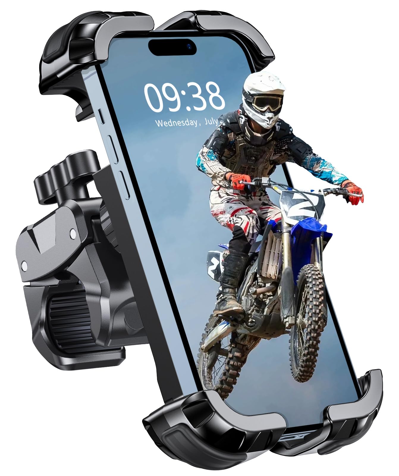 WOCBUY Bike Phone Mount - 1 Second Lock & Secure Motorcycle Phone Holder | 360° Rotatable Handlebar Mount for iPhone & Samsung (4.7-6.8