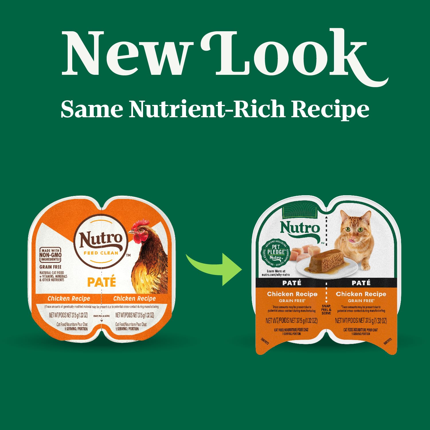 Nutro Perfect Portions Wet Cat Food Paté Chicken Recipe, 2.64 oz. Twin-Pack Trays (24 Count, Pack of 1) - Grain-Free, High Protein Cat Food for Adult & Senior Cats - Perfect for Mealtime, Travel & Portion Control