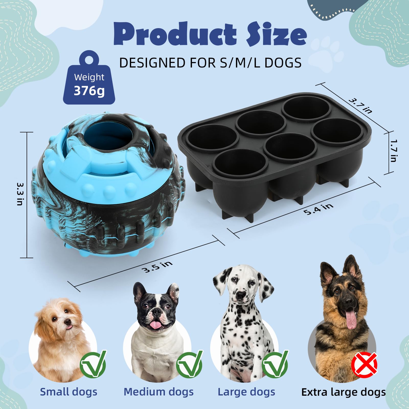 4-in-1 Interactive Dog Toys - Frozen Treat Puzzle Ball, Durable Rubber Chew & Fillable Treat Dispenser for Mental Stimulation | DIY Freezable Chew Toy for Boredom Relief & Dental Health | Perfect for Indoor Play, Training Rewards & Anxiety Relief