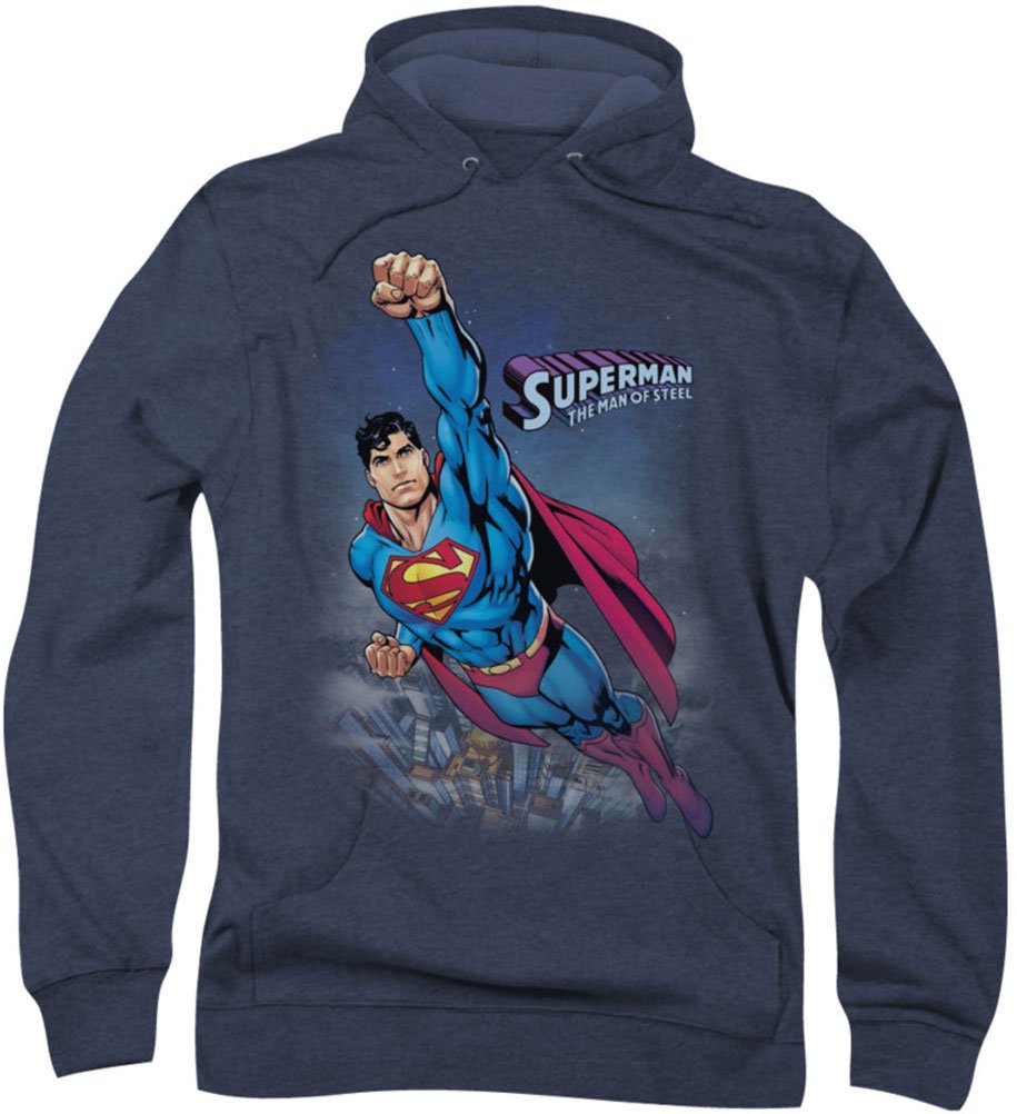 Superman Men's Twilight Flight Hoodie - Soft & Comfortable Pullover Sweatshirt for Casual Wear & Superhero Fans