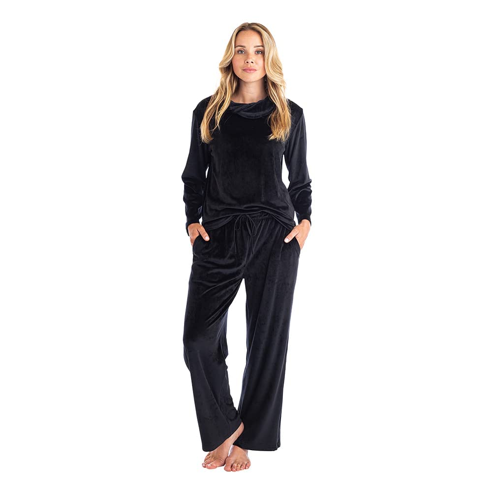 Softies Feather Velour Funnel Neck Lounge Set - Cozy Womens Loungewear Outfit for Home Relaxation, Yoga & Casual Wear | Ultra Soft Jogger Pants & Hoodie Set