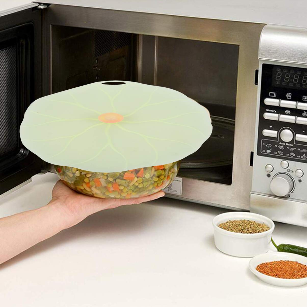 Hemoton Silicone Microwave Cover - Heat-Resistant, Sealed Bowl & Dish Lid for Food Preservation - Oven & Pot Safe - Random Color - Perfect for Reheating, Cooking & Storing Leftovers