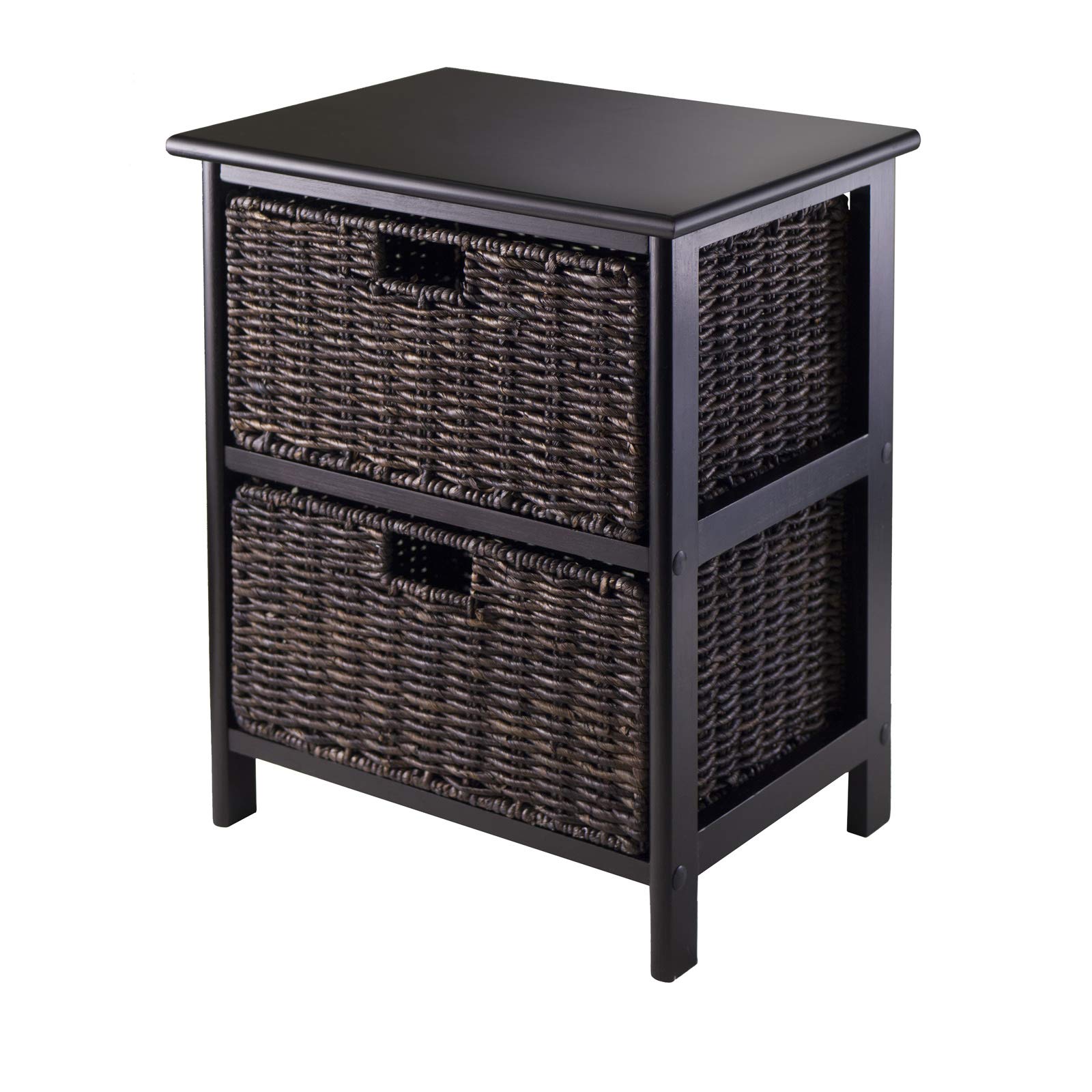 Winsome Omaha 2-Tier Storage Basket Organizer - Black/Chocolate for Home Office, Bathroom & Closet Organization