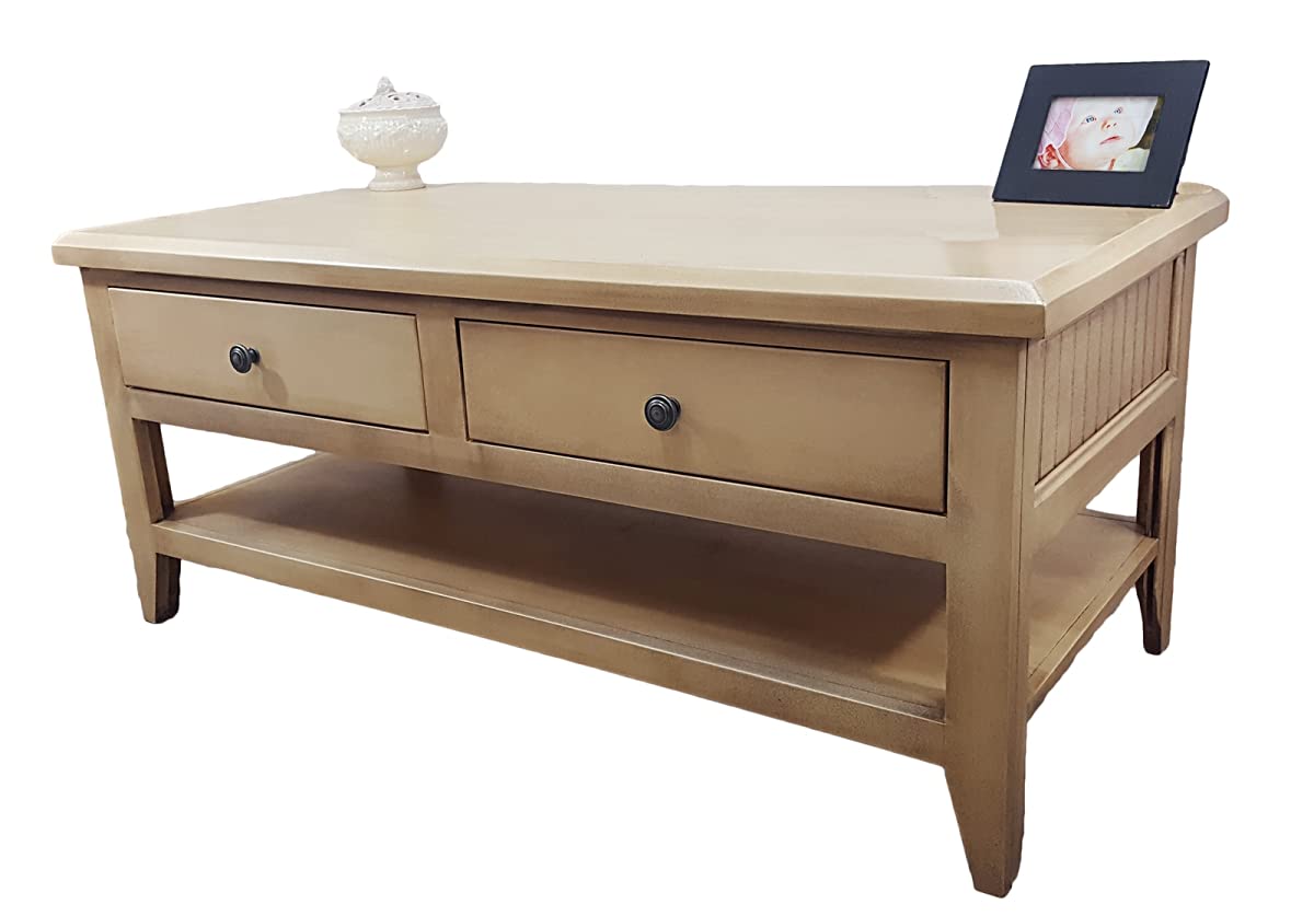 Poplar Coffee Table with 2 Drawers - American Heartland 75303EYL for Living Room Decor