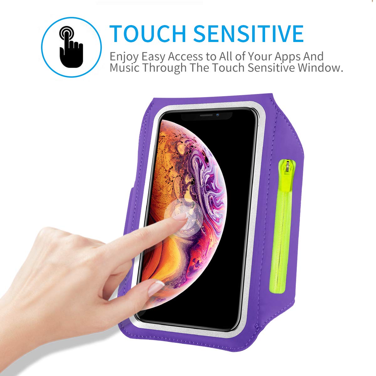Running Armband for iPhone 15/14/13/12/11 Pro Max & Galaxy S20/S10 - Sweatproof Phone Holder with Zipper Pocket for AirPods & Card/Key Storage - Perfect for Jogging, Gym Workouts & Outdoor Activities