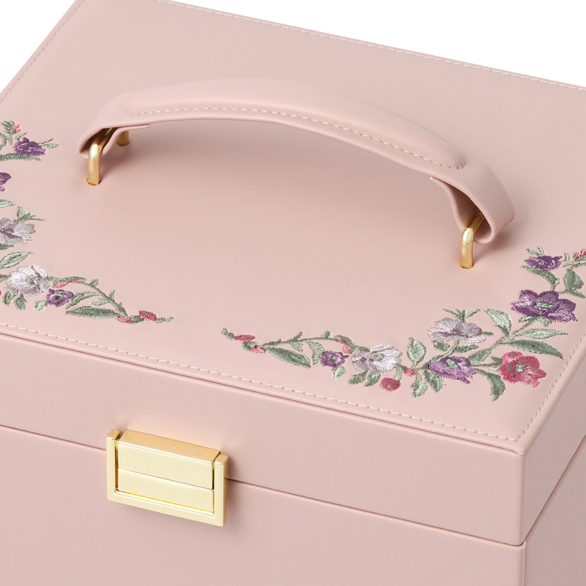 Elegant Pink Embroidery Flower Jewelry Box - Perfect for Gift Giving, Storage & Home Decor