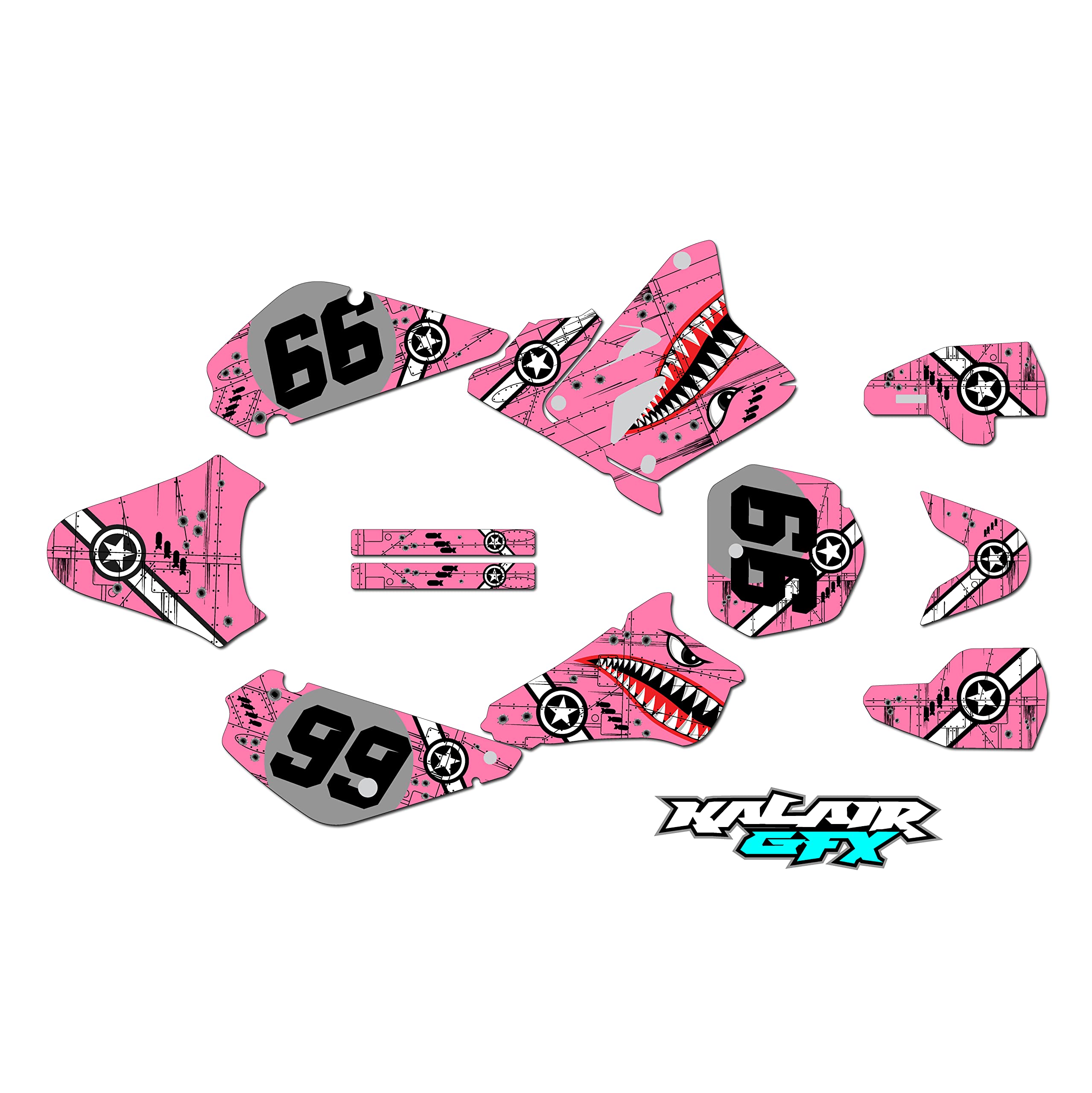 Suzuki RM85 (2001-2023) Predator Series Pink 16 Mil Graphics Kit - High-Quality Dirt Bike Stickers & Motocross Racing Decals for Pit Bikes - Perfect for Off-Road Racing, Trail Riding & Motorcycle Customization