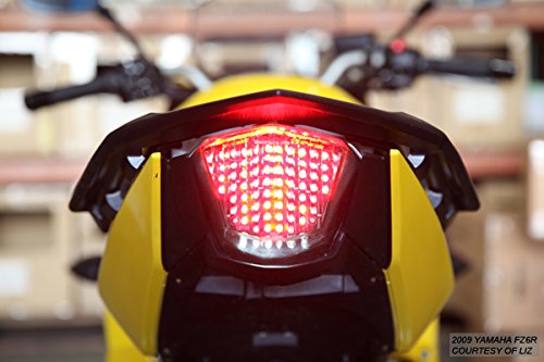 Sequential LED Tail Lights Clear Lens for 2009-2017 Yamaha FZ6R - High Visibility Brake Lights for Night Riding & Enhanced Safety