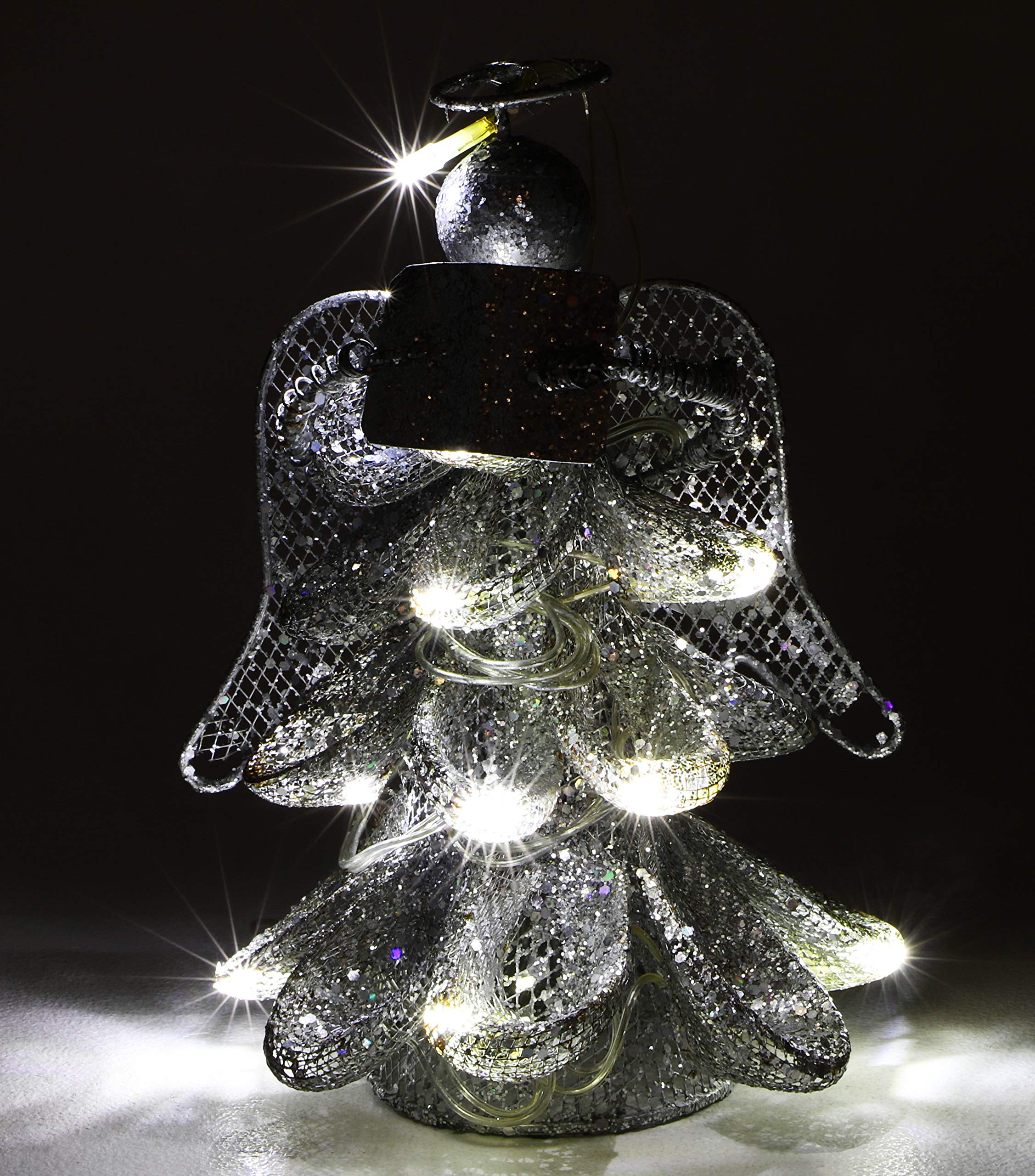 Christmas Concepts® 8 Inch Metal Mesh Christmas Tree Angel Topper with White LED Lights - Elegant Holiday Decor for Tree, Mantel & Tabletop