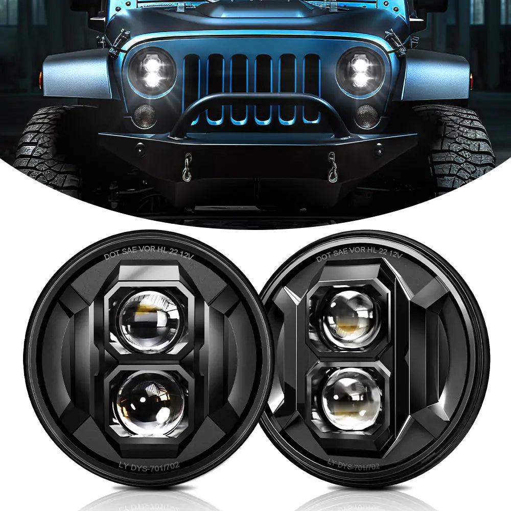LOYO 7 Inch LED Headlights for Jeep Wrangler JK JKU TJ LJ, Chevy, Ford, GMC, Dodge - High Brightness Off-Road Lighting for Night Driving & Adventure