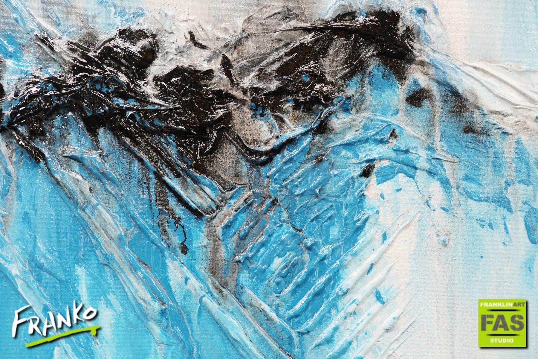 Blue and White Abstract Wall Art Painting - 160cm x 60cm Modern Canvas Print for Living Room, Bedroom & Office Decor | Sari's Revenge Inspired Design