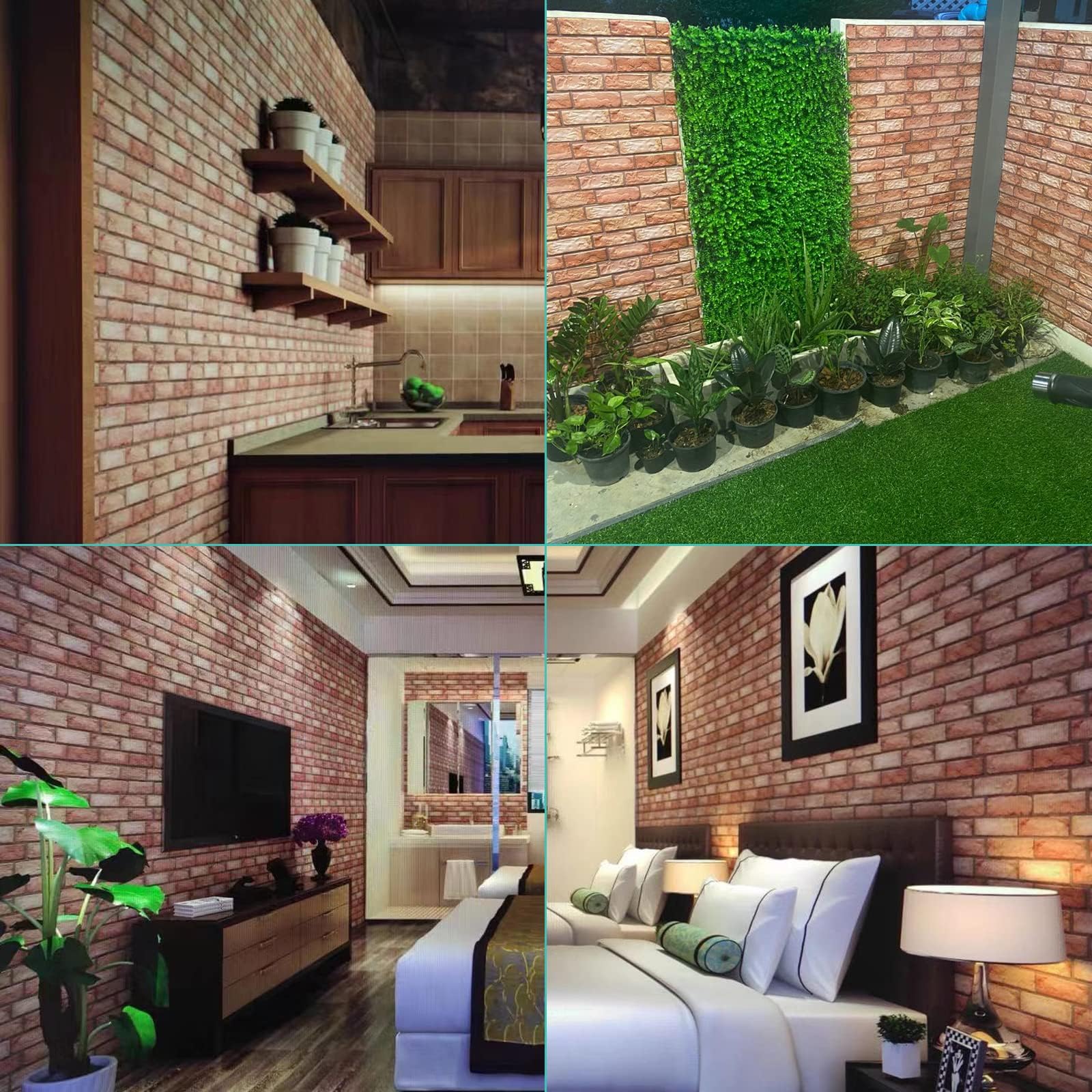 3D Peel and Stick Wall Panels - Waterproof Self-Adhesive Decorative Wall Art for Living Room, Bedroom, Office - 30x30cm (10pcs/Pack) Light Red - Easy DIY Home Decor & Wall Covering Solution