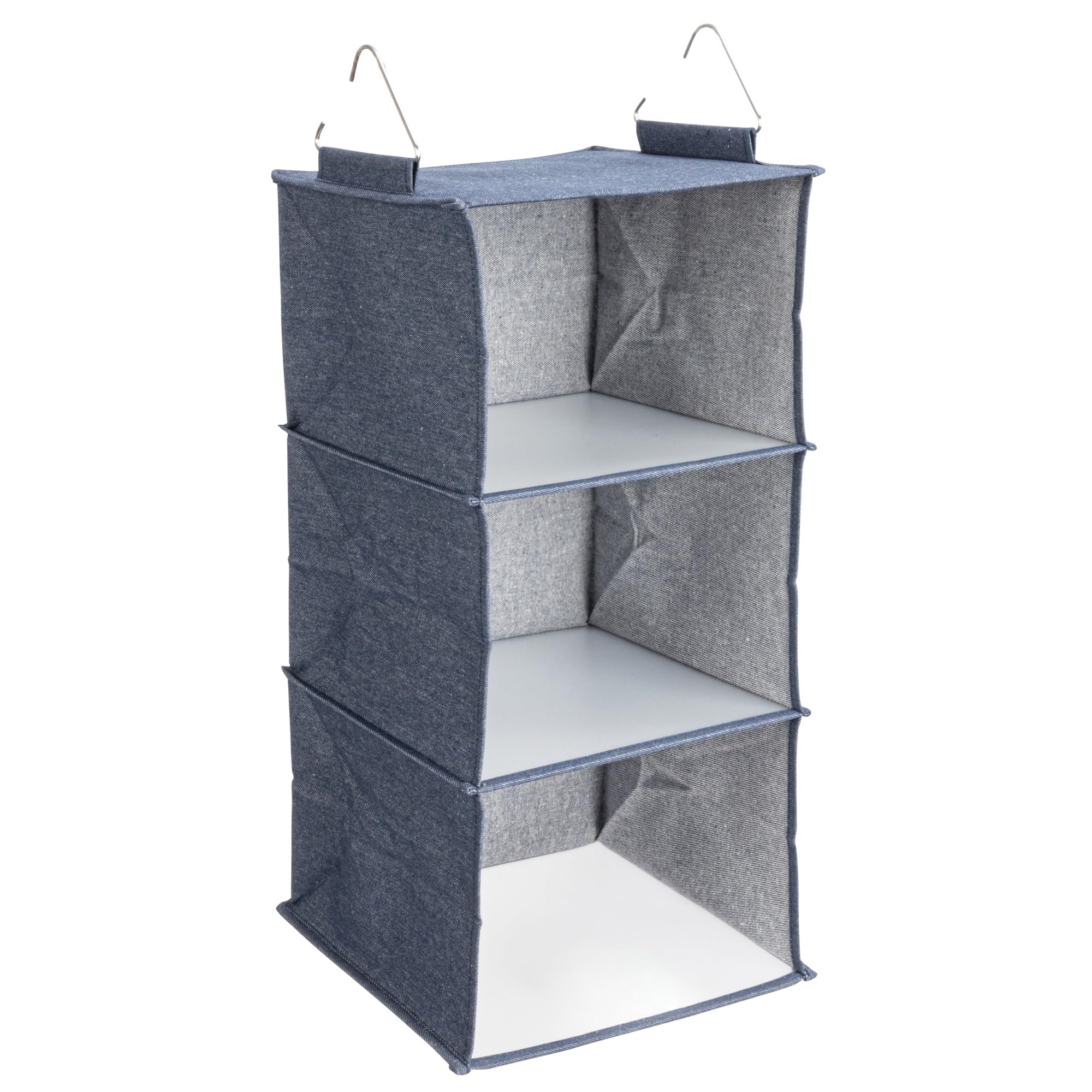 Household Essentials Hanging Cotton Blend Closet Organizer with 3 Storage Shelves - Space Saving Wardrobe Storage for Clothes, Shoes & Accessories | Perfect for Bedroom, Closet & Dorm Organization