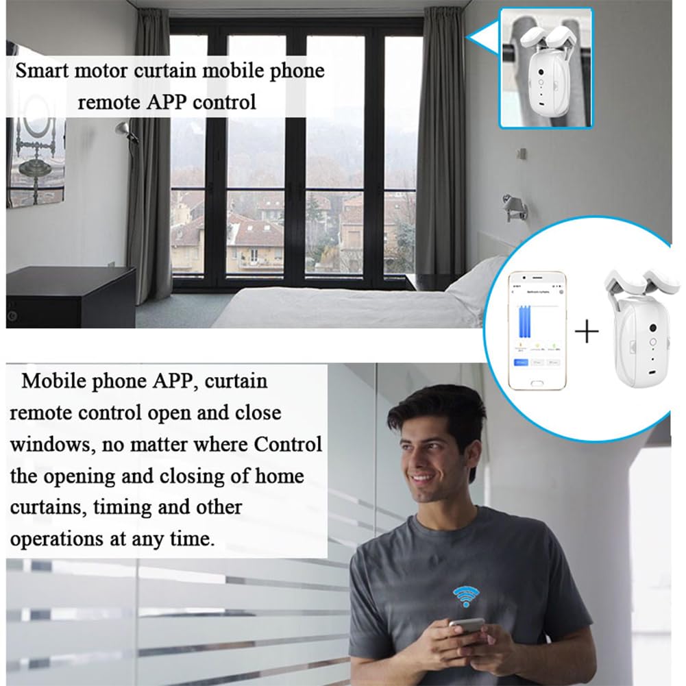 Smart Automatic Curtain Opener - Remote & App Control with Timer/Voice Commands, High-Performance Motor, Light Sensor, Works with Alexa & Google Home | Perfect for Bedroom, Living Room & Smart Home Automation (Roman Rod Only)
