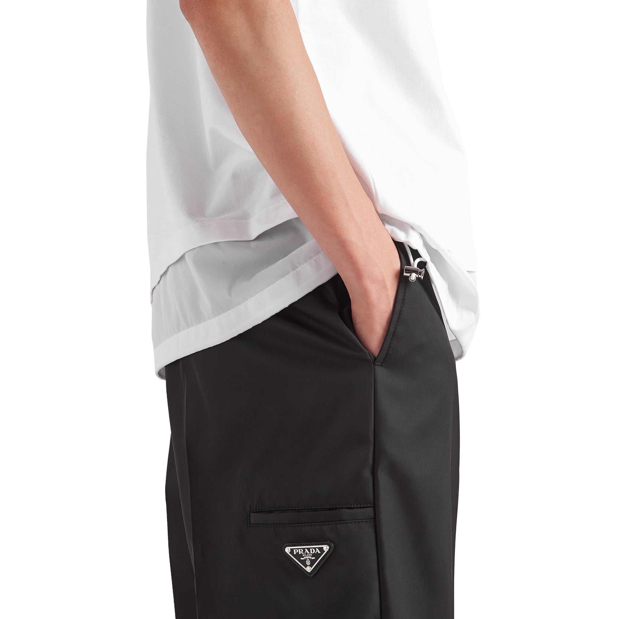Prada Logo Re-Nylon Jersey T-Shirt for Men & Women - White Cotton Blend Tee - Casual Wear, Street Style & Everyday Outfits