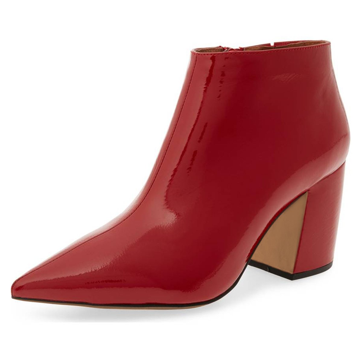 XYD Women's Vegan Leather Pointed Toe Ankle Boots with Block Heel & Side Zipper - Stylish Dress Booties for Office, Party & Night Out