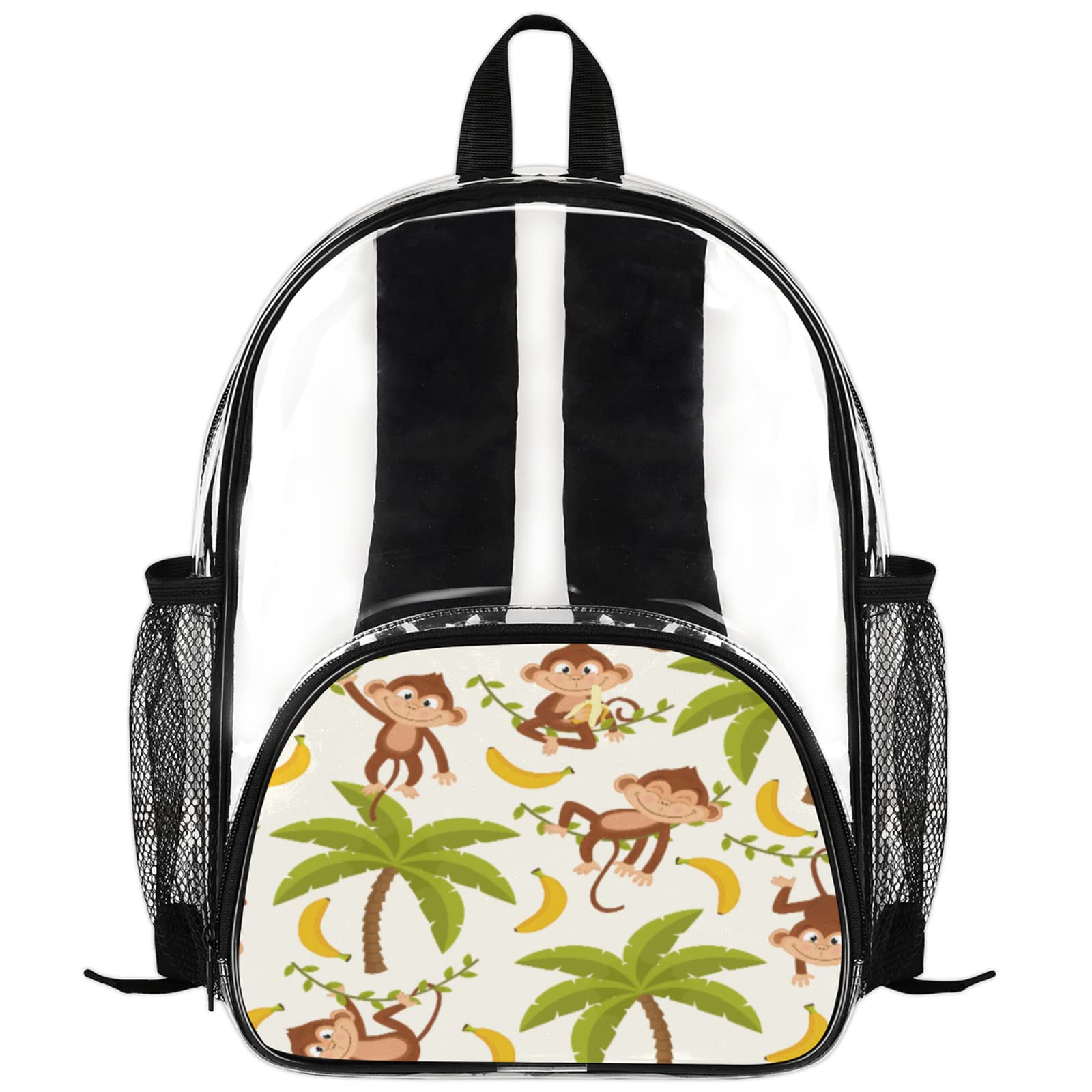 **Custom Personalized Kids Clear Backpack with Cute Monkey Design - Waterproof School & Travel Backpack for Boys & Girls - Ideal for Preschool, Daycare, and Family Trips**