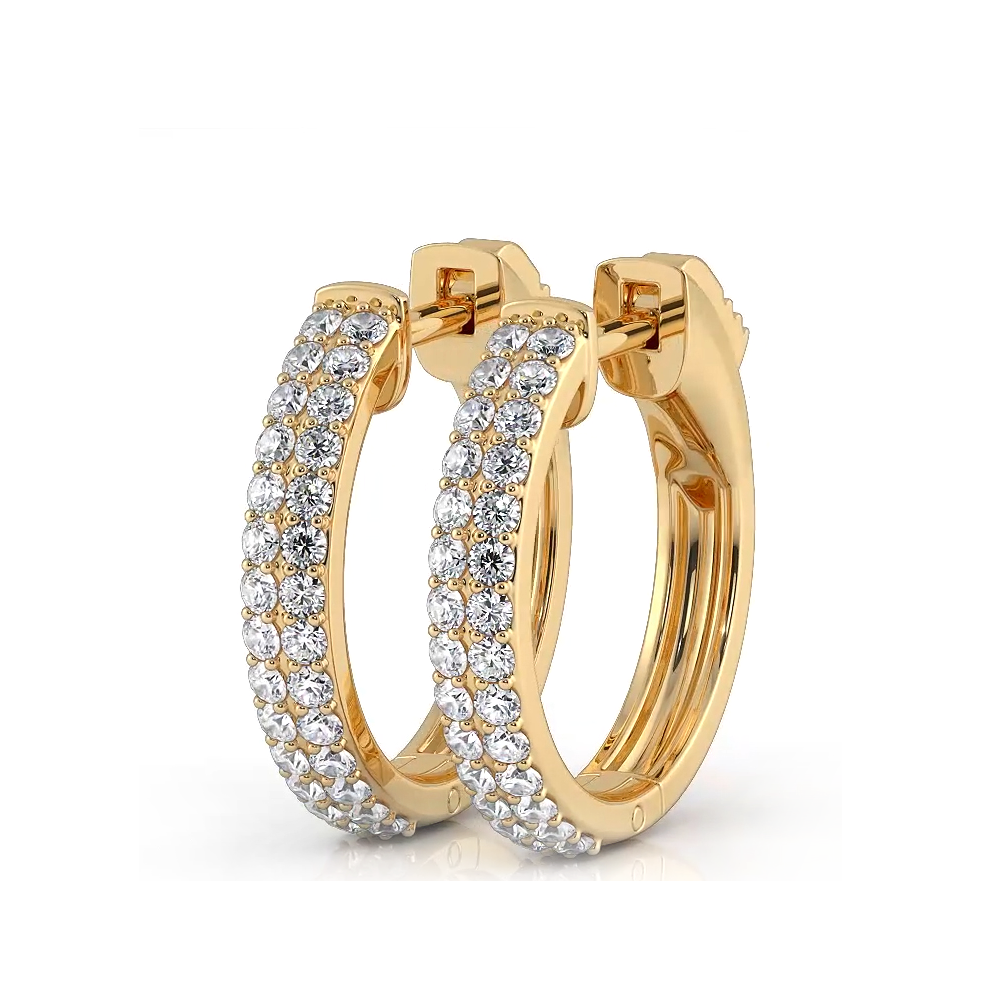 0.50 CTW Double Row Round Diamond Huggie Hoop Earrings for Women - Elegant Everyday & Special Occasion Jewelry Gift