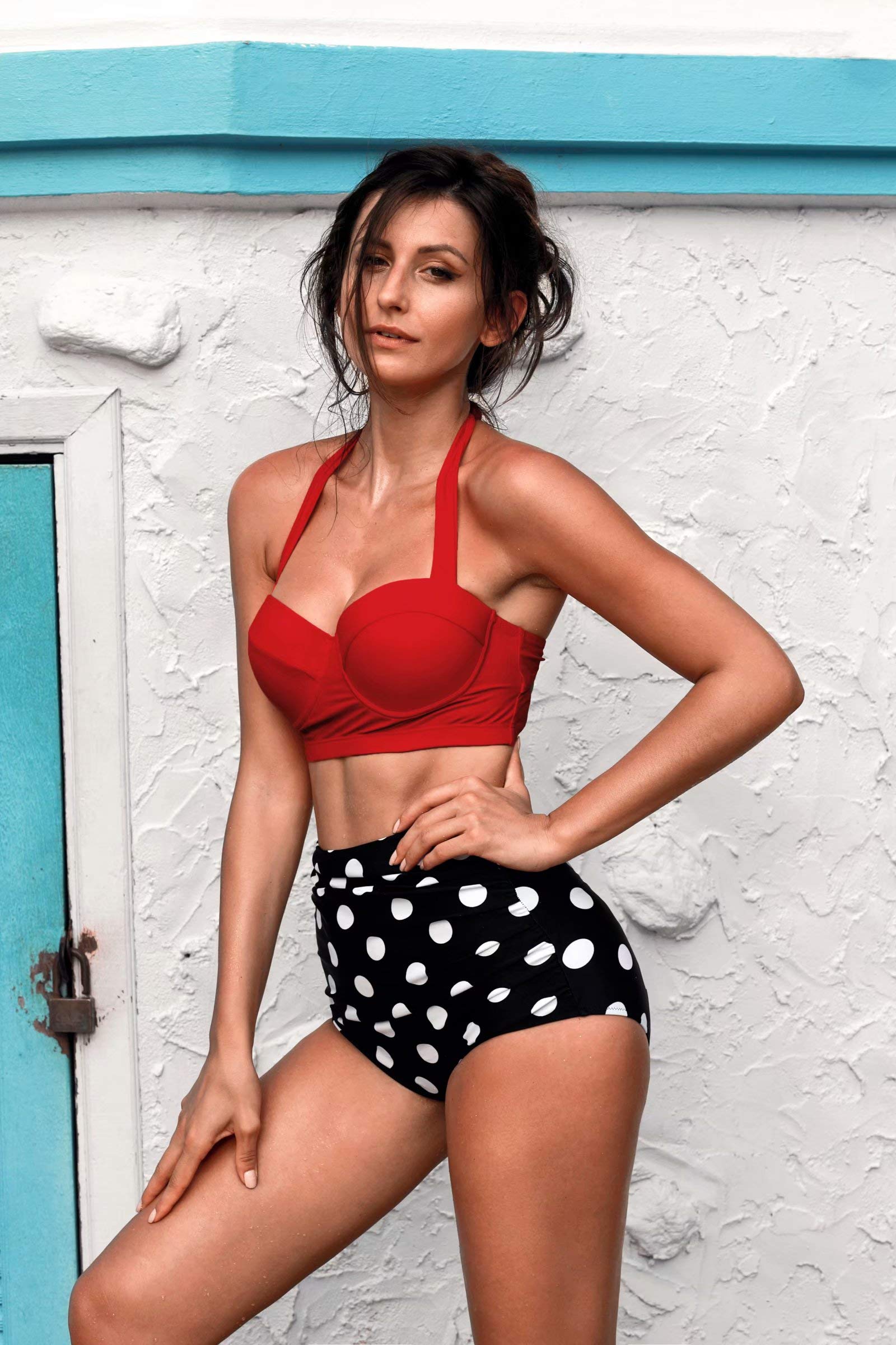 Angerella Women's Vintage Polka Dot High Waisted Bikini Set - Retro Swimwear for Beach, Pool & Summer Vacations