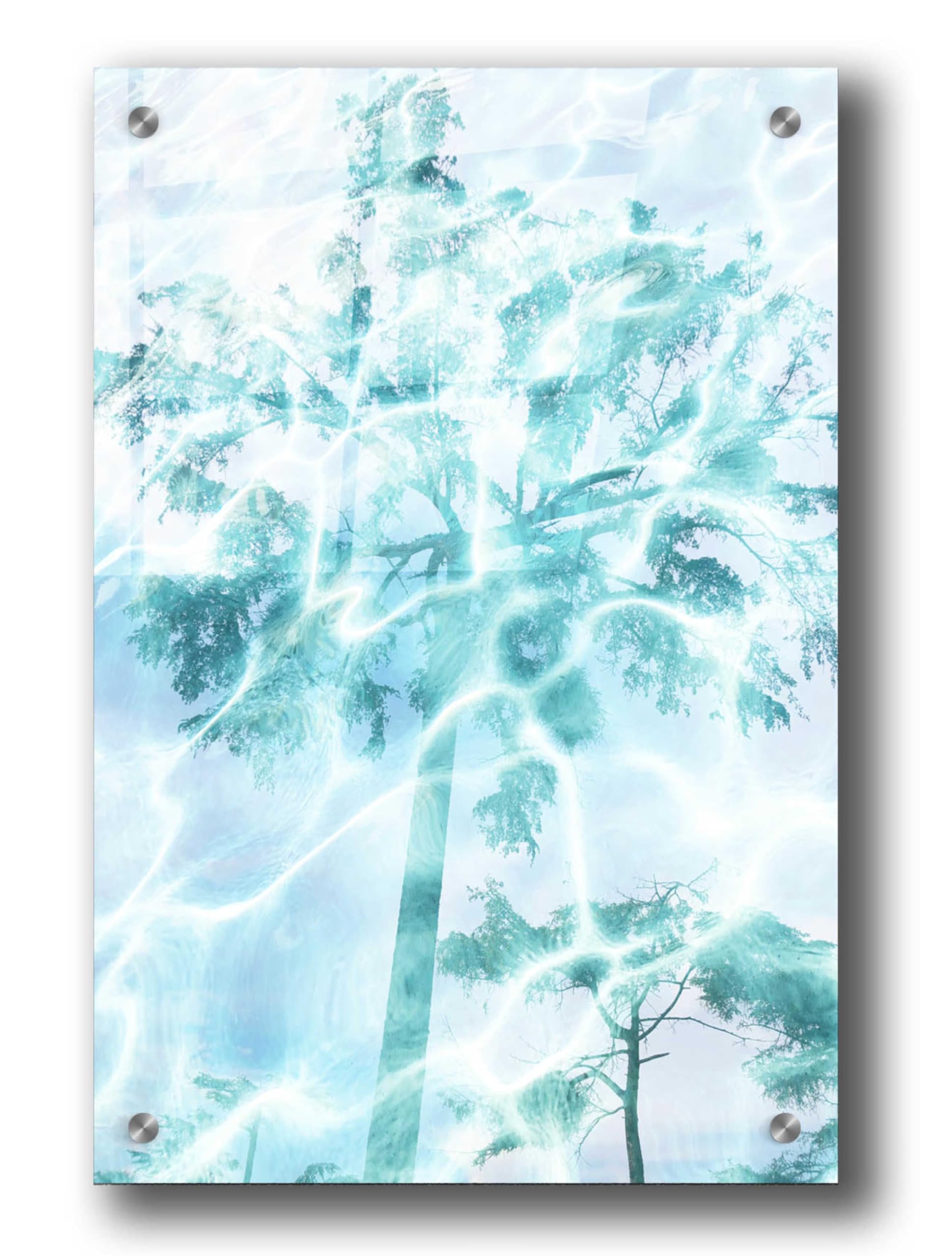 Irena Orlov 'Cyan Tree 1' Acrylic Glass Wall Art - 24x36 Inches Modern Abstract Painting for Living Room, Bedroom & Office Decor