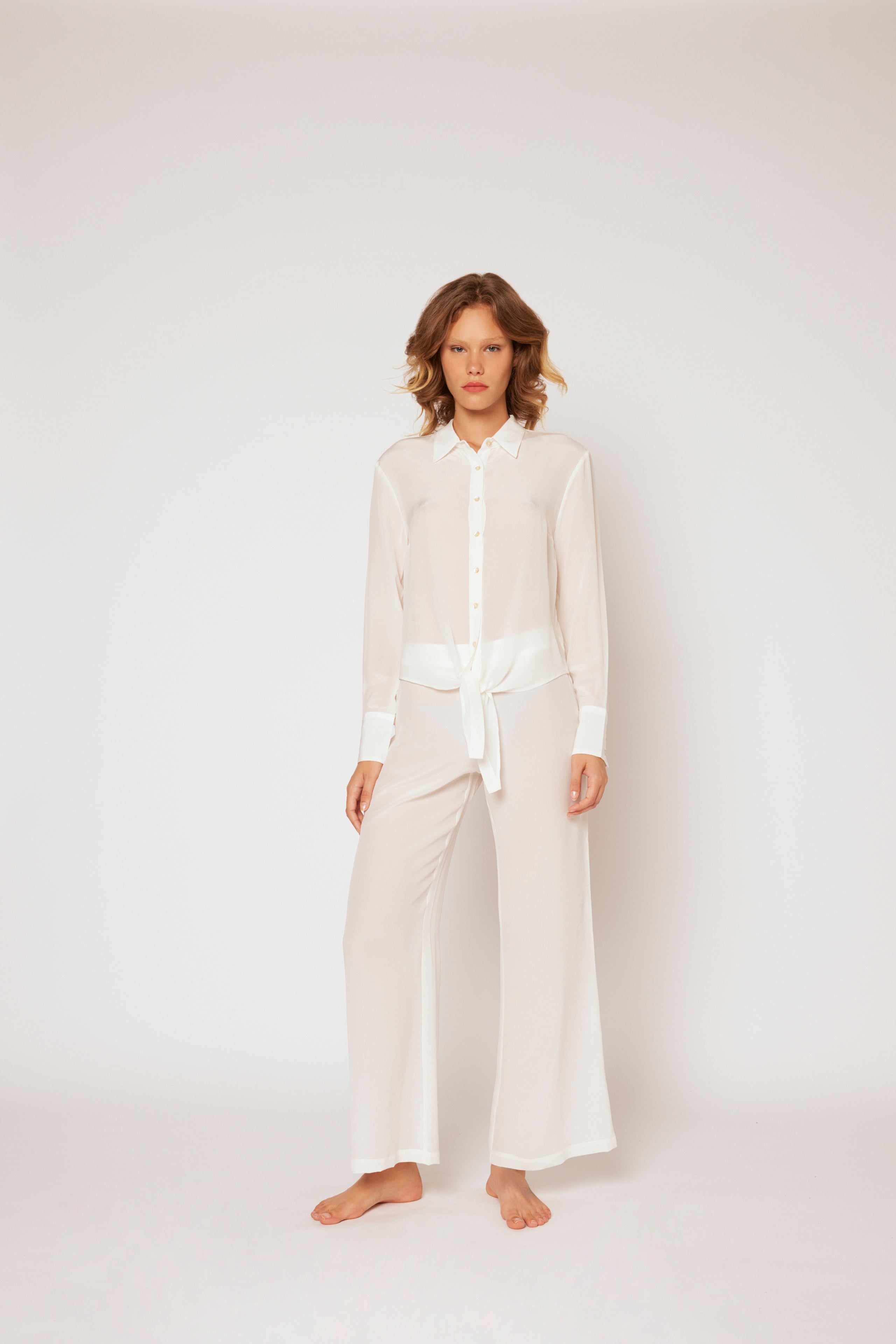 Elegant Silk Tie Front Shirt for Women - Stylish & Comfortable Blouse for Office, Party & Casual Wear