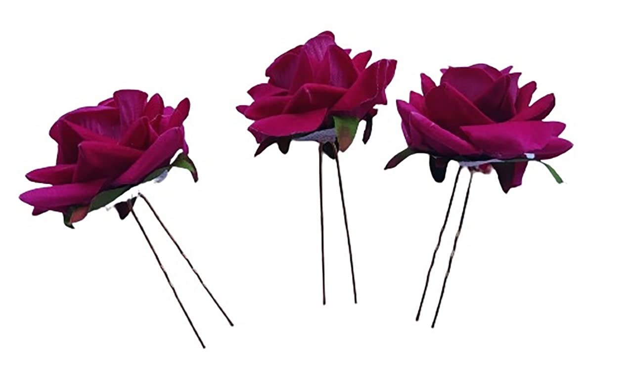 Artificial Mogra Plastic Rose Flowers - Dark Pink Fake Roses for Home Decor, Wedding, Party & Gifts | Girls & Women's Decorative Accessories