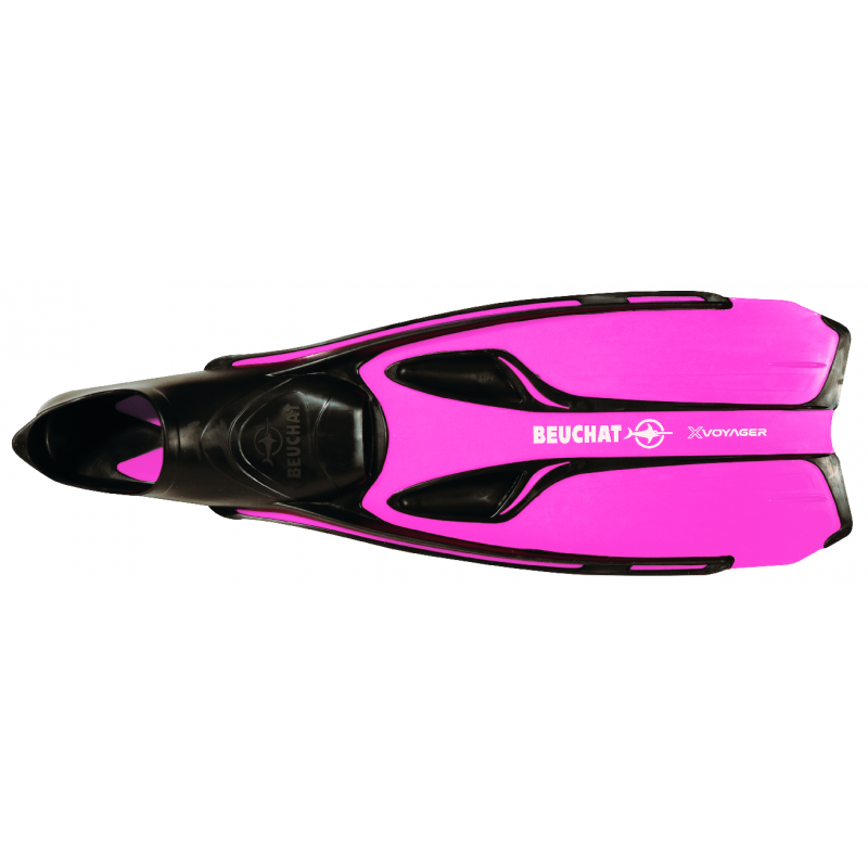 Beuchat X Voyager Fluo Pink Snorkeling Fins - Lightweight & Comfortable for Scuba Diving, Swimming & Beach Vacations