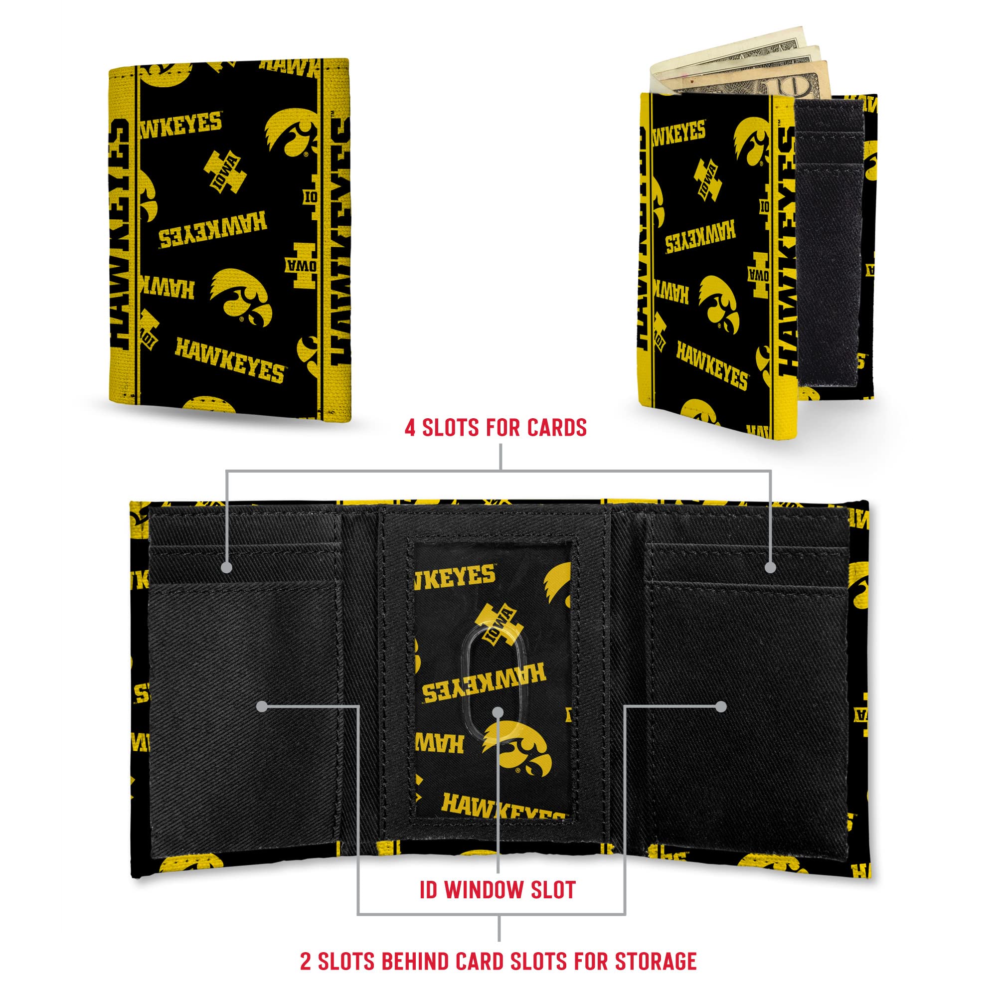 NCAA Licensed Canvas Trifold Wallet for Men & Women - Durable College Sports Accessory - Perfect for Game Day, Travel & Everyday Use