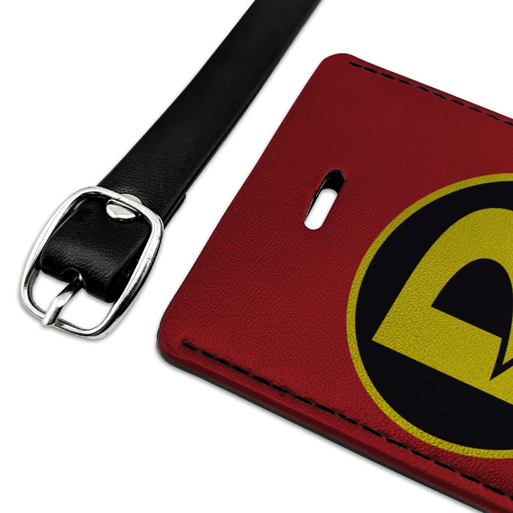 Batman & Robin Logo Leather Luggage Tag - Rectangle Suitcase ID Tag for Carry-On Bags | Perfect for Travel, Cosplay & Superhero Fans
