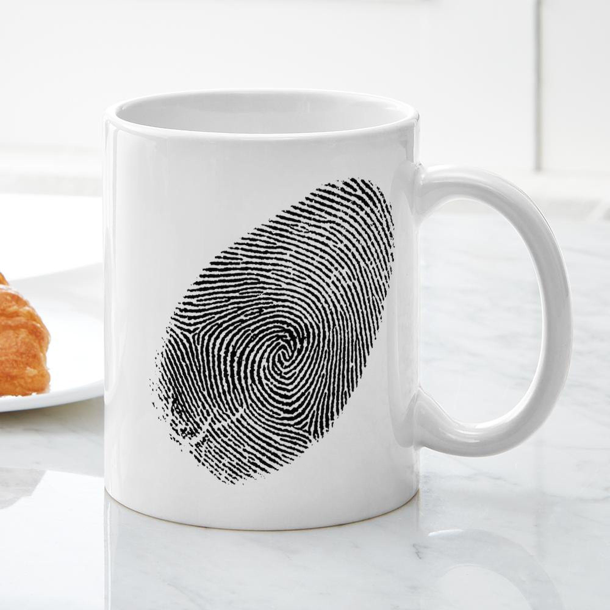 Fingerprint Ceramic Coffee Mug 11 oz (325 ml) - Unique Personalized Gift for Office, Home, or Special Occasions