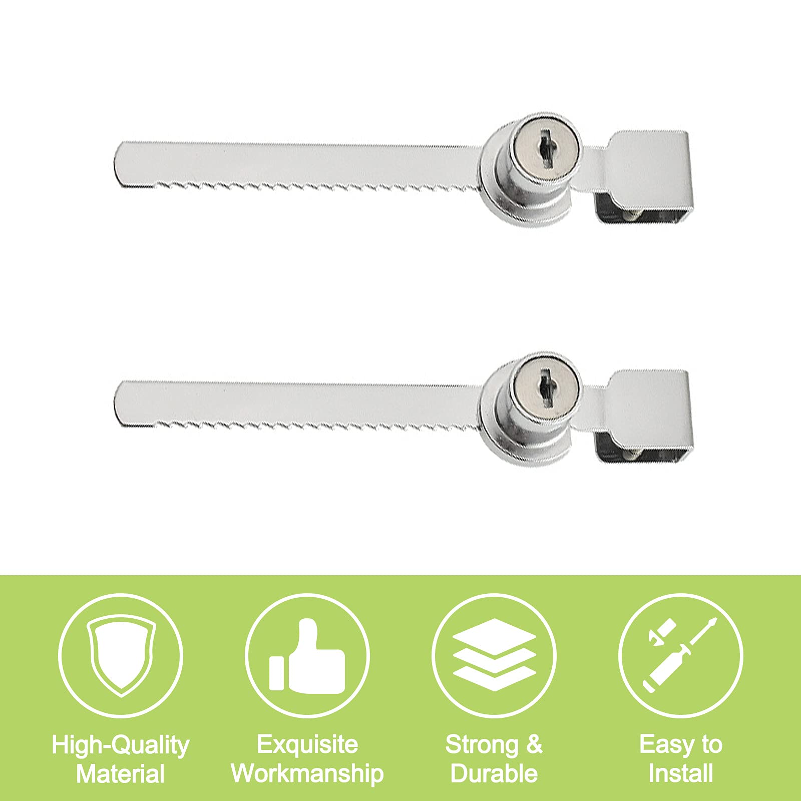 2Pcs Zinc Alloy No Drill Glass Door Lock - Security Sliding Door & Display Case Lock with Keys for 5-10mm Thick Glass - Perfect for Retail Displays, Jewelry Cases & Cabinet Security