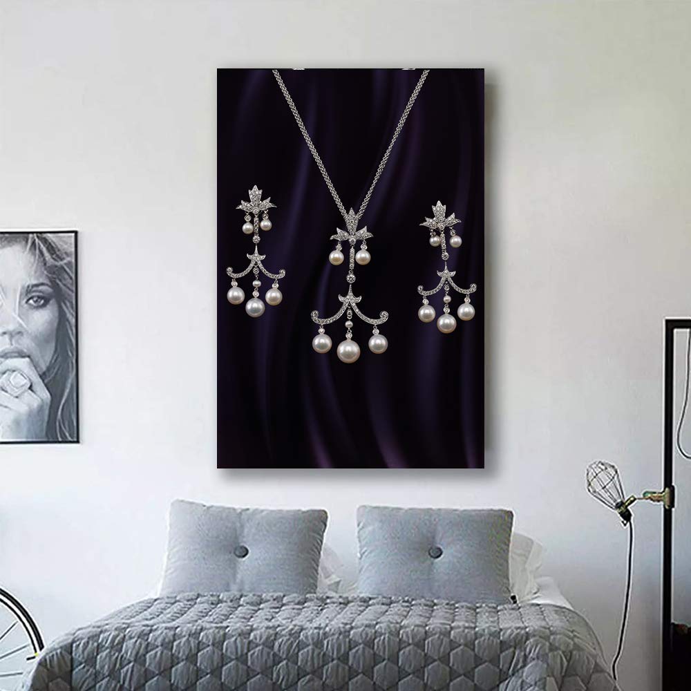 Elegant Jewelry Giclee Canvas Wall Art - 24x36 Inches, Premium Home Decor for Bedroom, Living Room, and House Decoration