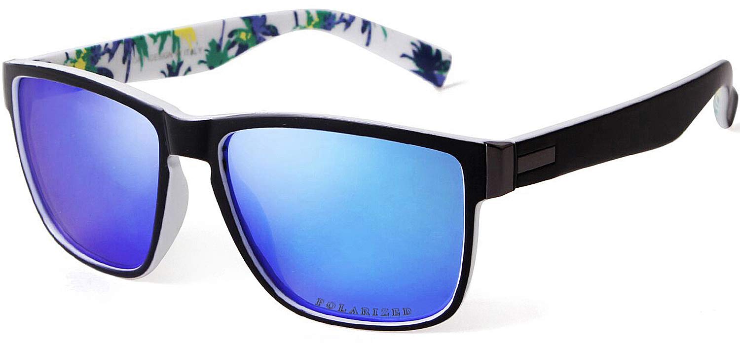 Vintage Polarized Sunglasses for Men & Women - Unisex Stylish Square TR90 Frame with Mirror Lens - Perfect for Driving, Beach & Outdoor Activities
