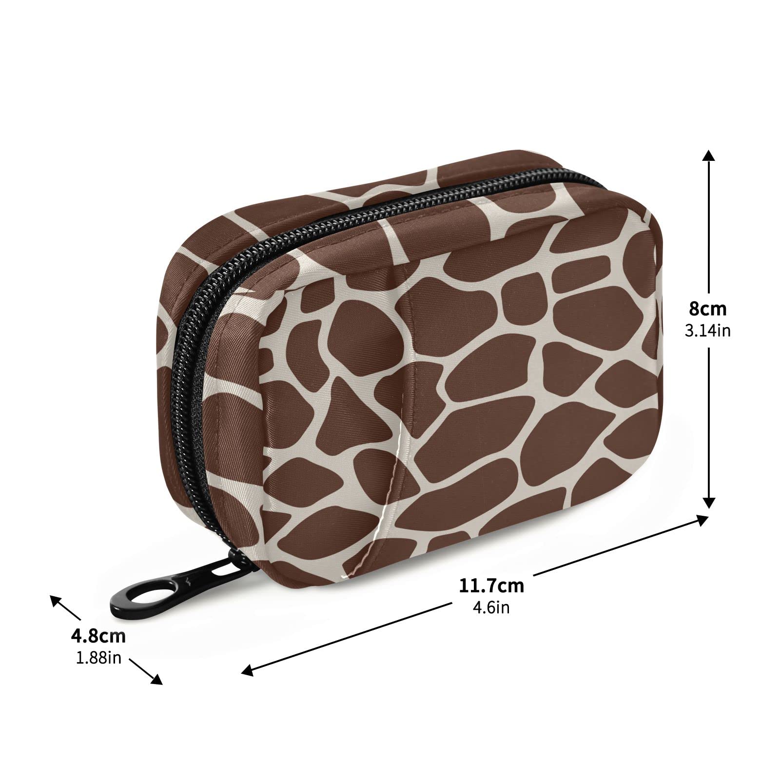 Brown Giraffe Pattern Travel Pill Organizer - Weekly 7-Day Small Pill Case with Compartments, Cute Vitamin & Medication Holder for Home, Office & Travel Use
