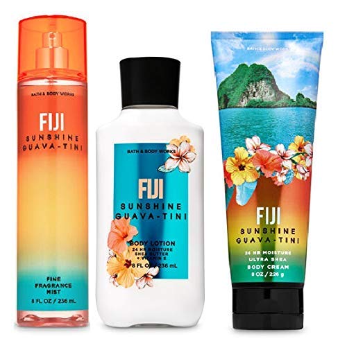 Bath & Body Works Fiji Sunshine Guava-Tini Gift Set - Full Size Body Lotion, Cream & Fragrance Mist Trio - Tropical Summer Body Care - Perfect for Vacations, Beach Trips & Gifts