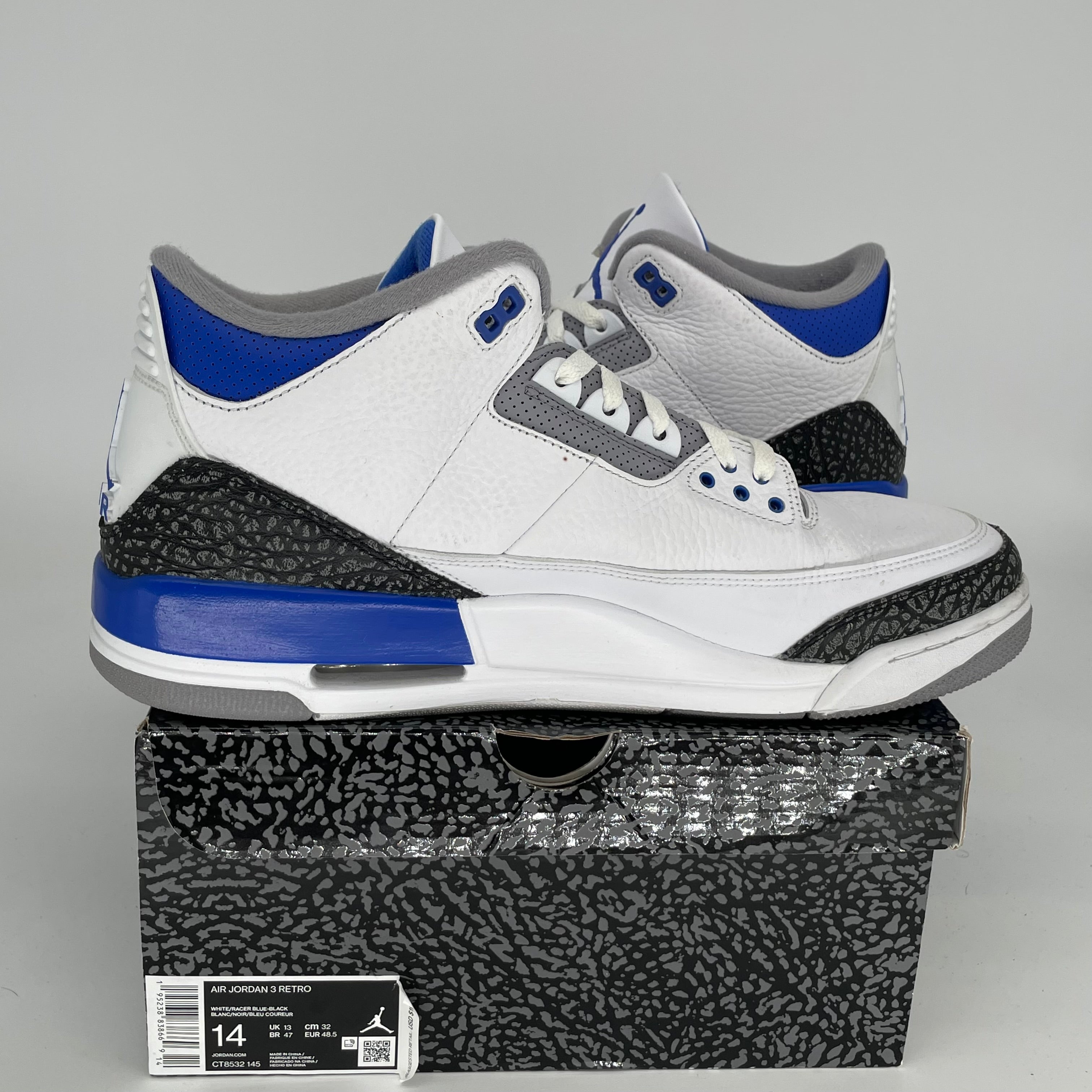Air Jordan 3 Retro 'Racer Blue' Men's Basketball Shoes Size 14 - CT8532-145 | Authentic Sneakers for Sports, Streetwear & Sneaker Collection
