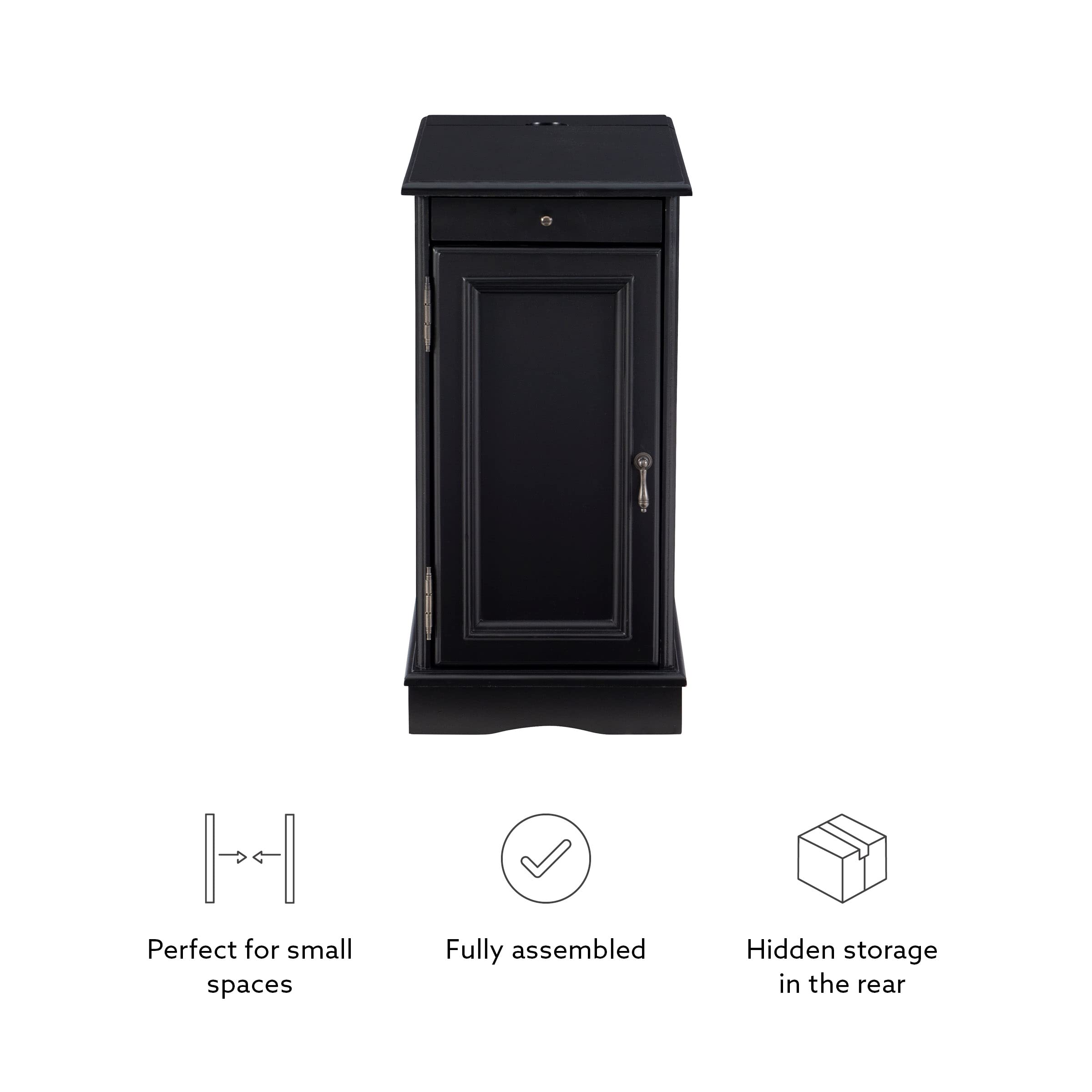 Powell Furniture Barron Small Black Accent Table - Modern Side Table for Living Room, Bedroom, or Office Decor