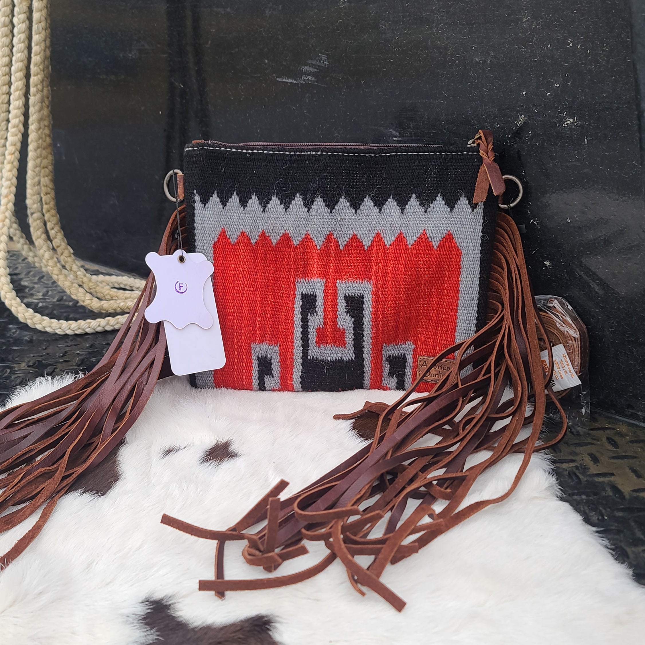 American Darling Red & Black Fringe Crossbody Bag - Stylish Boho Purse for Women, Perfect for Music Festivals, Parties & Everyday Use
