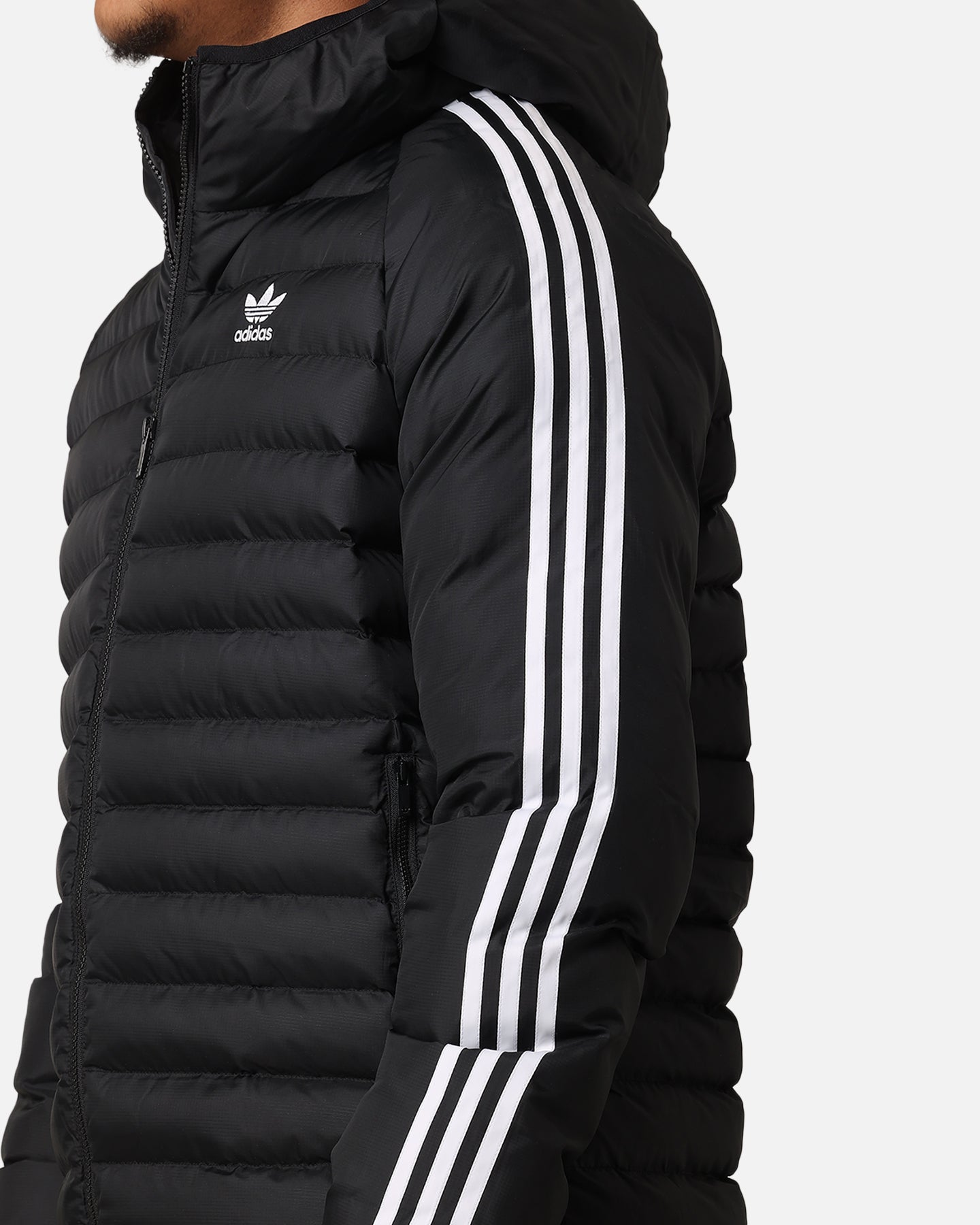 Adidas Padded Hooded Jacket for Men & Women - Black/White Winter Coat with Warm Insulation - Perfect for Outdoor Activities, Running & Casual Wear