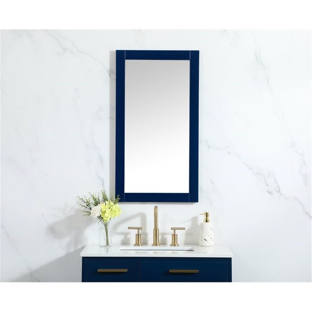 Elegant Blue Vanity Mirror 18x32 - MDF & Metal for Bathroom Decor