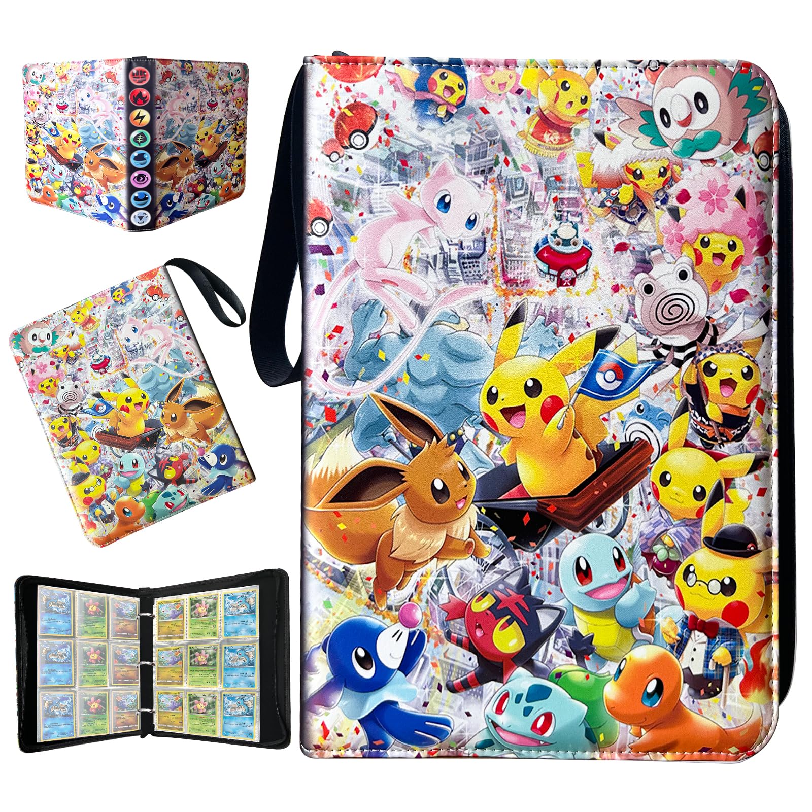 Premium 9-Pocket Pokemon Card Binder - Holds 900 Trading Cards with 50 Removable Sleeves, Durable TCG Storage Album & Carrying Case for Collectors (Pink) - Perfect for Organizing, Protecting & Showcasing Your Pokemon Card Collection at Home, School or Tournaments