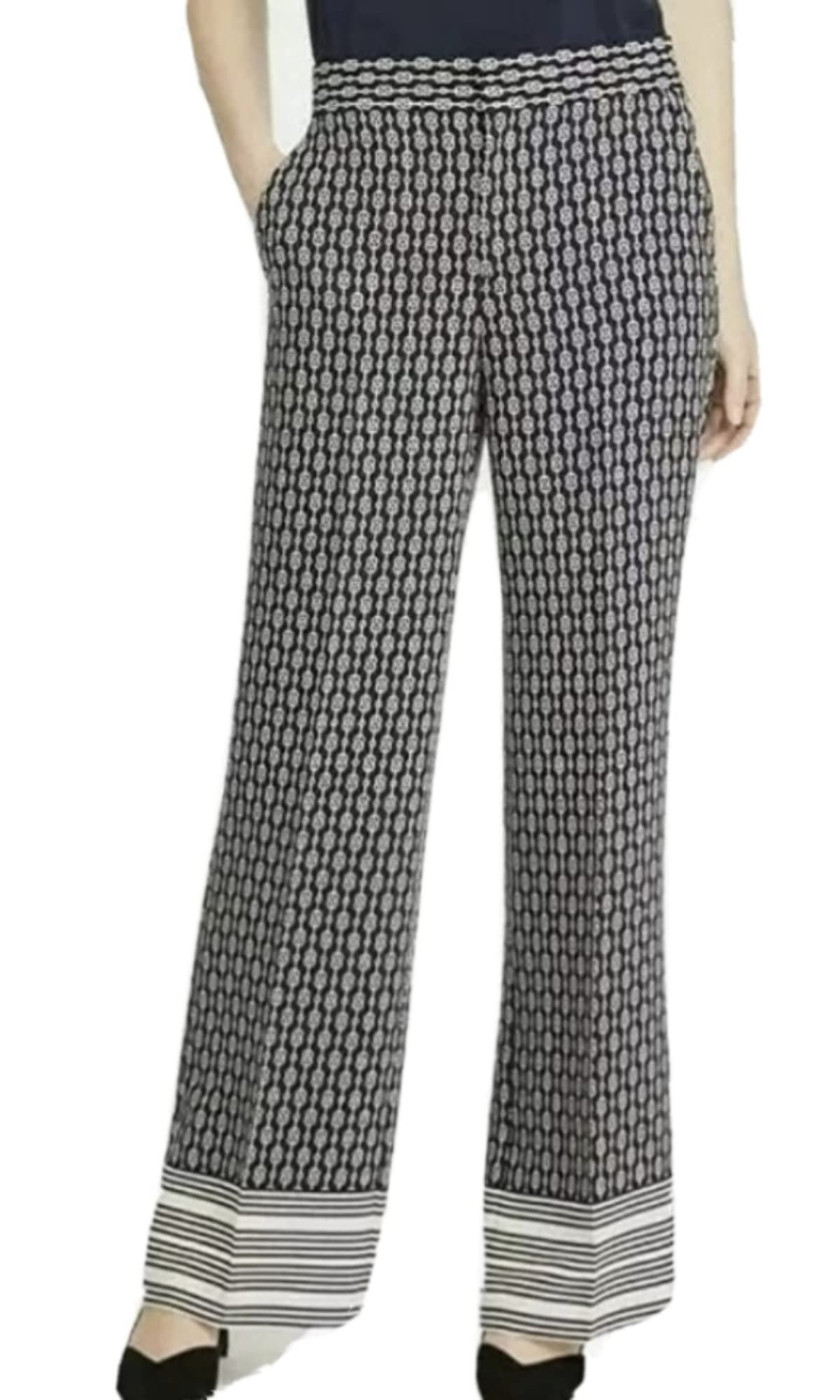 **Geo Wide Leg Pants with Pockets - Size 8 | Comfortable & Stylish Women's Trousers for Casual Wear, Office & Travel**